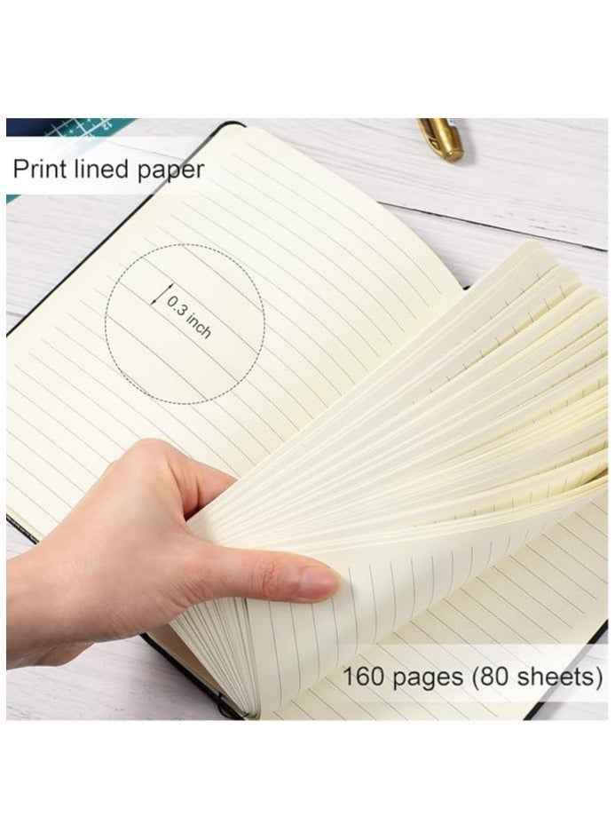 A5 Hardcover Lined Journal Notebook – 5.5 x 8.3 Inch Faux Leather Executive Writing Notebook, Black Ruled Journal with Elastic Band for Office, School & Home - Image 4