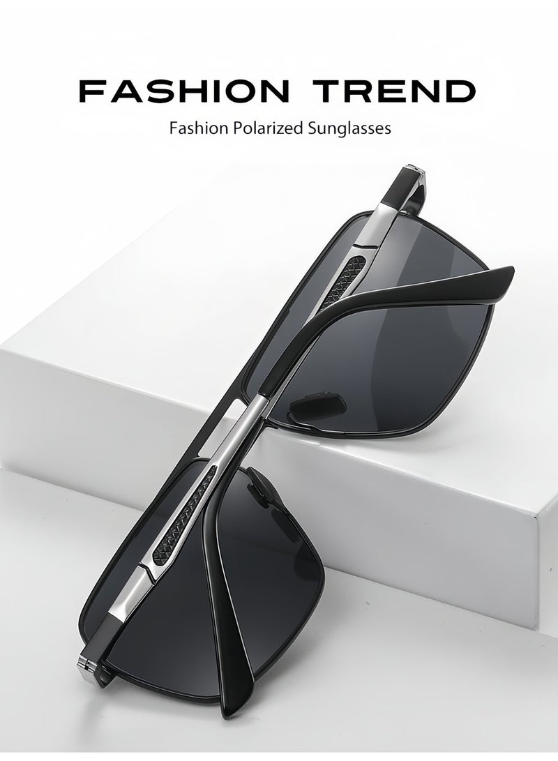 Men's sunglasses, square polarized sunglasses, anti glare driving sunglasses, outdoor, beach, travel, camping and other daily UV400 protective sunglasses - Image 2