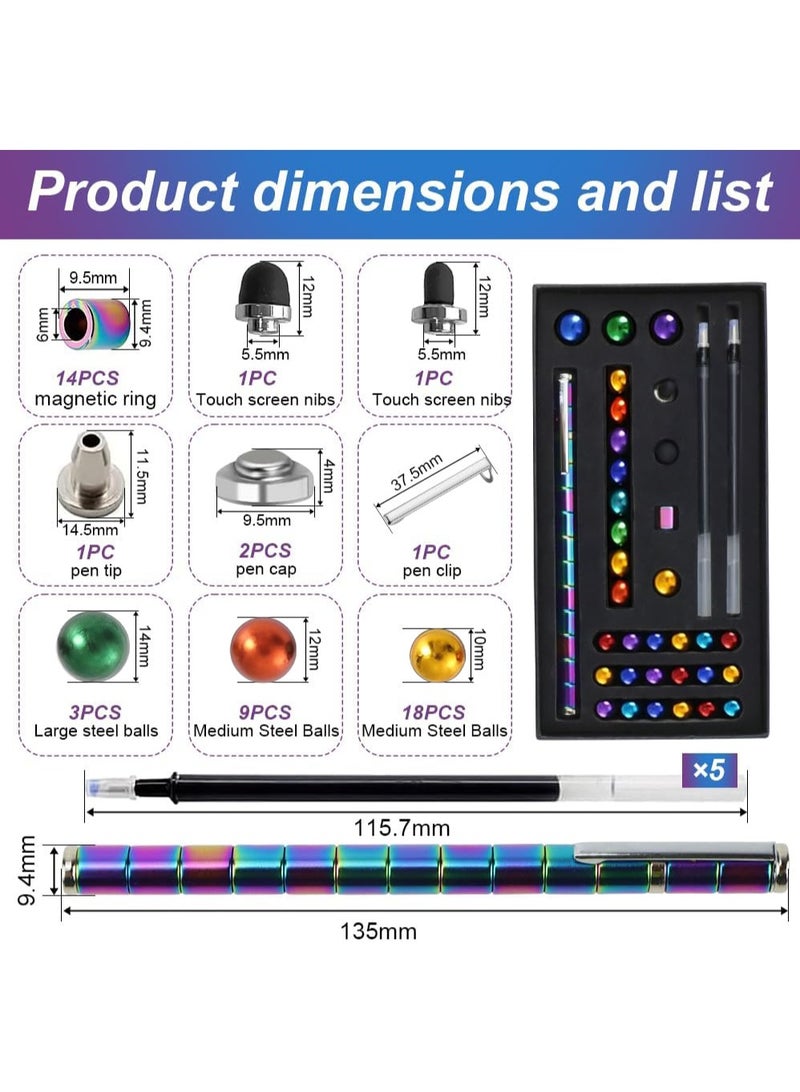 MileMelo Toy Pen, Magnetic Fidget Pen – Stress Relief Metal Ballpoint Pen with Rotating Magnet, Multifunction Writing Tool, Decompression Gift (Colorful Set) - Image 2