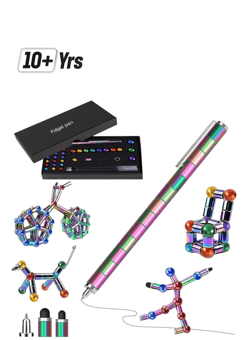 MileMelo Toy Pen, Magnetic Fidget Pen – Stress Relief Metal Ballpoint Pen with Rotating Magnet, Multifunction Writing Tool, Decompression Gift (Colorful Set) - Image 1