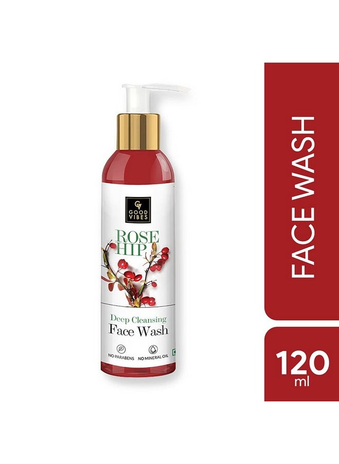 Good Vibes Good Vibes Rosehip Deep Cleansing Face Wash, 120 ml Naturally Controls Excess Sebum & Acne, Moisturizing Skin Softening Formula for All Skin Types, No Parabens & Mineral Oil  - Image 3