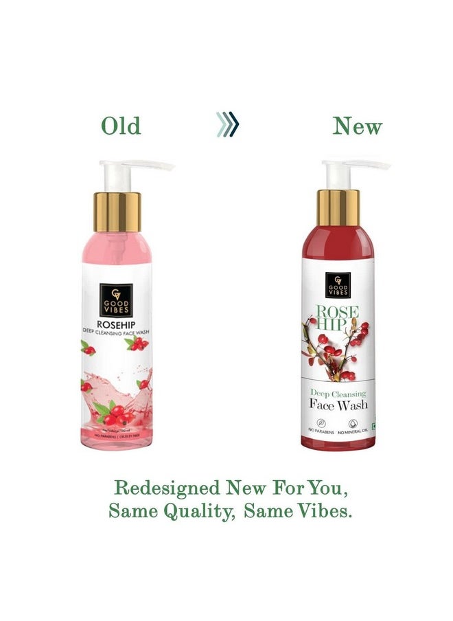 Good Vibes Good Vibes Rosehip Deep Cleansing Face Wash, 120 ml Naturally Controls Excess Sebum & Acne, Moisturizing Skin Softening Formula for All Skin Types, No Parabens & Mineral Oil  - Image 2