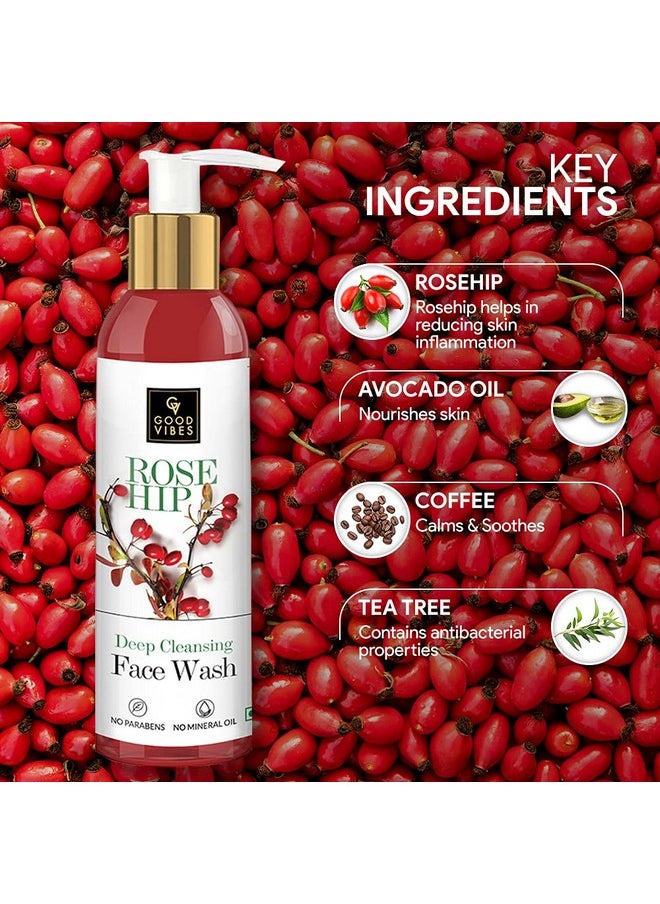 Good Vibes Good Vibes Rosehip Deep Cleansing Face Wash, 120 ml Naturally Controls Excess Sebum & Acne, Moisturizing Skin Softening Formula for All Skin Types, No Parabens & Mineral Oil  - Image 4