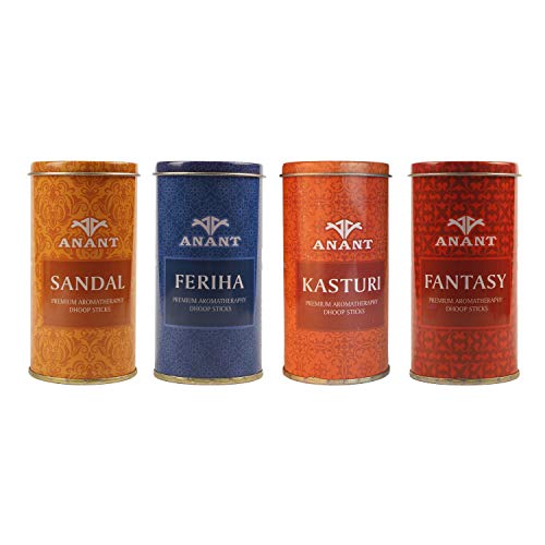 Anant Aromatic Feriha, Kasturi, Sandal, Fantasy Incense Dhoop Sticks Combo with Holder - Pack of 4 (35 Sticks Each) - Image 1
