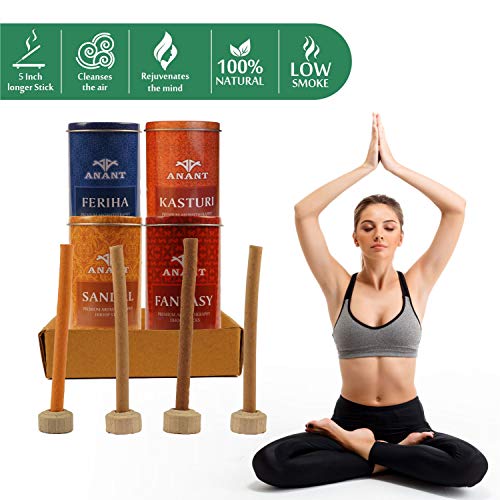 Anant Aromatic Feriha, Kasturi, Sandal, Fantasy Incense Dhoop Sticks Combo with Holder - Pack of 4 (35 Sticks Each) - Image 3