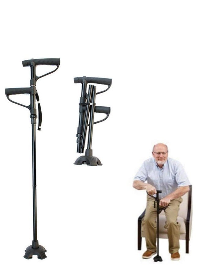 Walking stick crutch with stand and foldable flashlight - Image 1