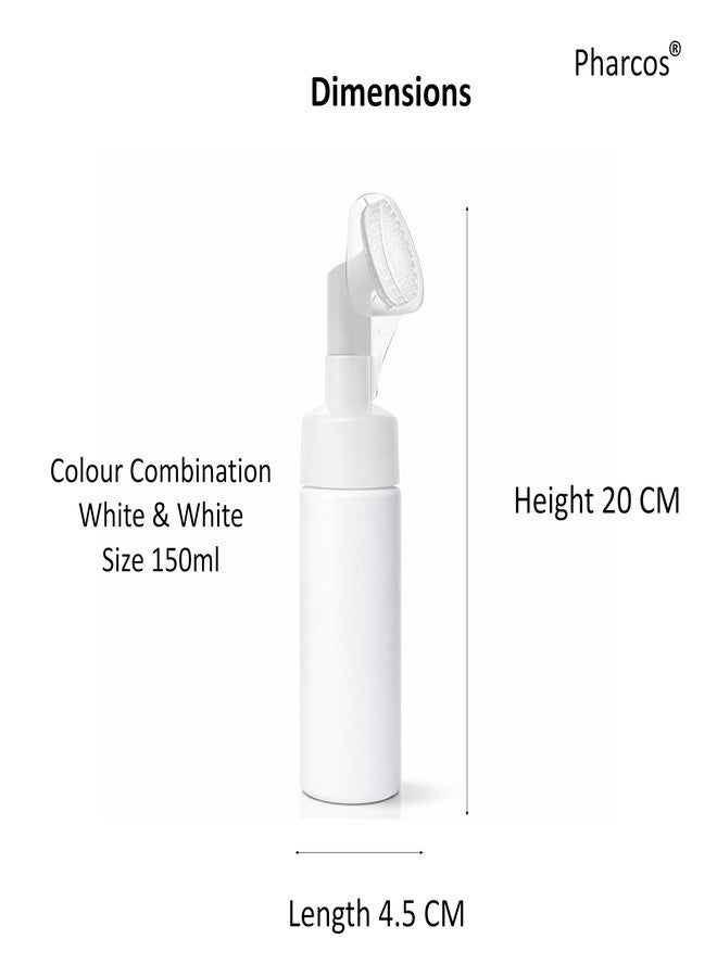 Pharcos Empty Facial Cleanser Foaming Face Wash Bottle|Built in Face Brush Bottle|Liquid Foaming Soap Shampoo,Bubble Foaming Liquid Soap|Facial Massage|Refillable,Leak Proof,Bpa Free 150 Ml (White) - Image 2