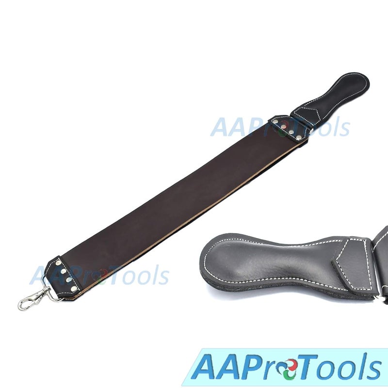 AAProTools Leather Strop 3" X 20" Barber's Razor Strop Cow Hide, Dual Straps with Swivel Clip. Makes a Great Addition for Any Straight Razor Shaving - Image 2