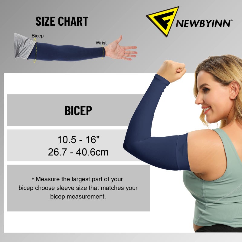 Newbyinn Arm Sleeves for Men Women, Size L - XL, UV Sun Protection Sleeve to Cover Tattoo, Cooling Compression Arm Cover - Image 2