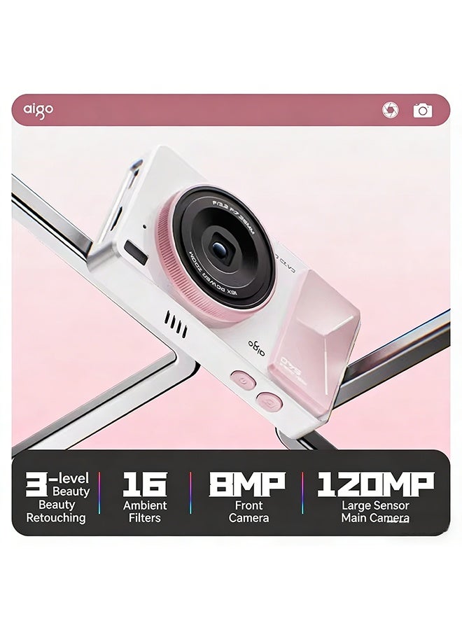 AIGO D6  64GB Digital Camera AF 4K HD Image 1200W Pixels 16X Digital Zoom CNC Camera Body CMOS 16 Atmospheric Filters For Photography