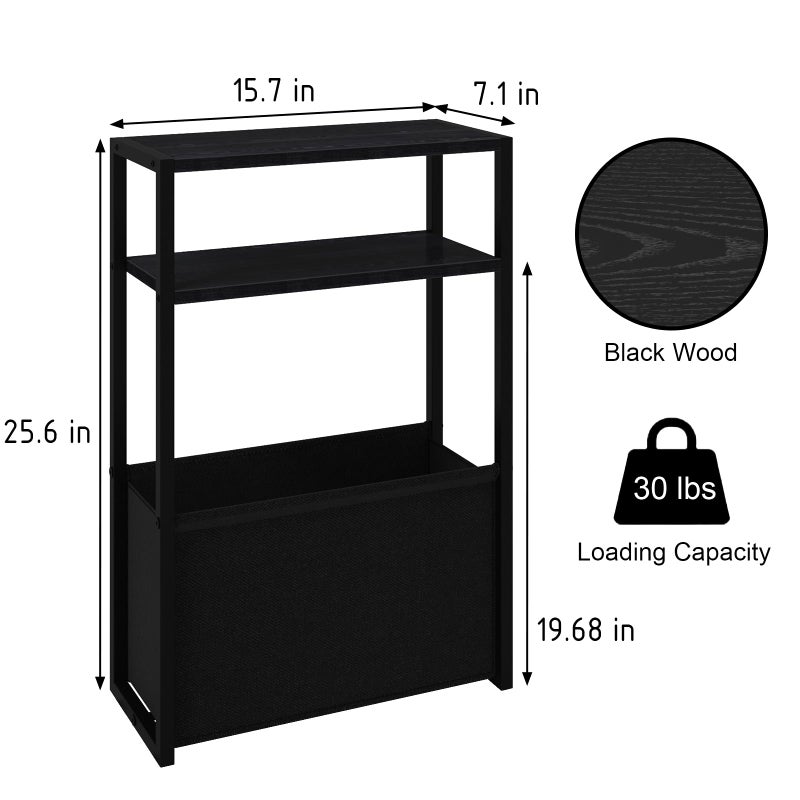 Leomonio Narrow Side Table, Slim Side Table with Magazine Rack, Bathroom Table for Small Spaces, Narrow Bedside Table for Living Room, Bedroom - Image 2
