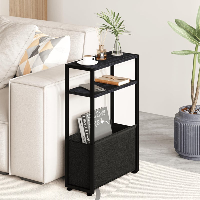 Leomonio Narrow Side Table, Slim Side Table with Magazine Rack, Bathroom Table for Small Spaces, Narrow Bedside Table for Living Room, Bedroom - Image 1