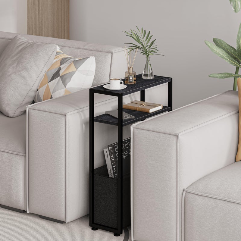 Leomonio Narrow Side Table, Slim Side Table with Magazine Rack, Bathroom Table for Small Spaces, Narrow Bedside Table for Living Room, Bedroom - Image 4