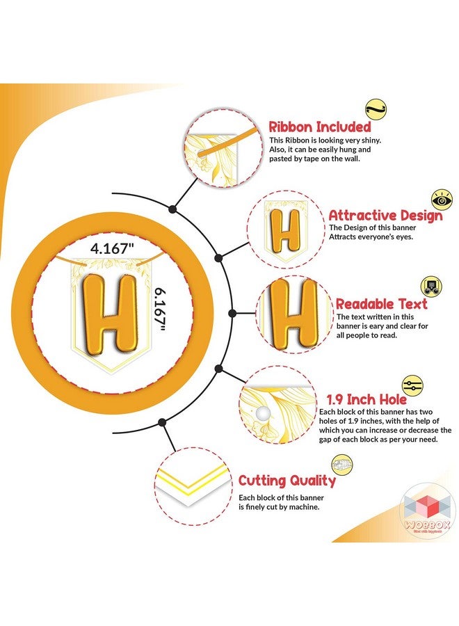 Wobbox Happy Annivesary Golden & White Balloon Text Bunting Banner, Anniversary Decoration for Home, Happy Anniversary Decoration Item, Marriage Anniversary Decoration Item - Image 2