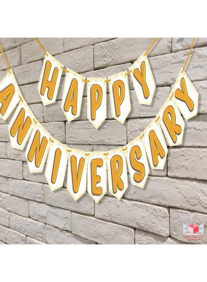 Wobbox Happy Annivesary Golden & White Balloon Text Bunting Banner, Anniversary Decoration for Home, Happy Anniversary Decoration Item, Marriage Anniversary Decoration Item - Image 4