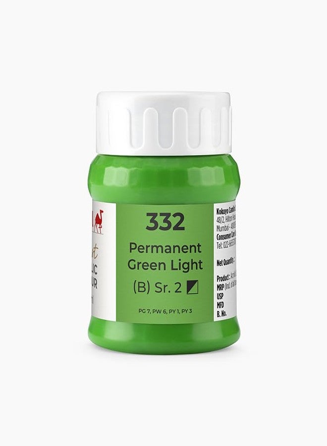 Camel Camlin Kokuyo Artist Acrylic Colour, Permanent Green Light, 500 mL, Acrylic Paint, Non-Toxic, Series 2, 838332