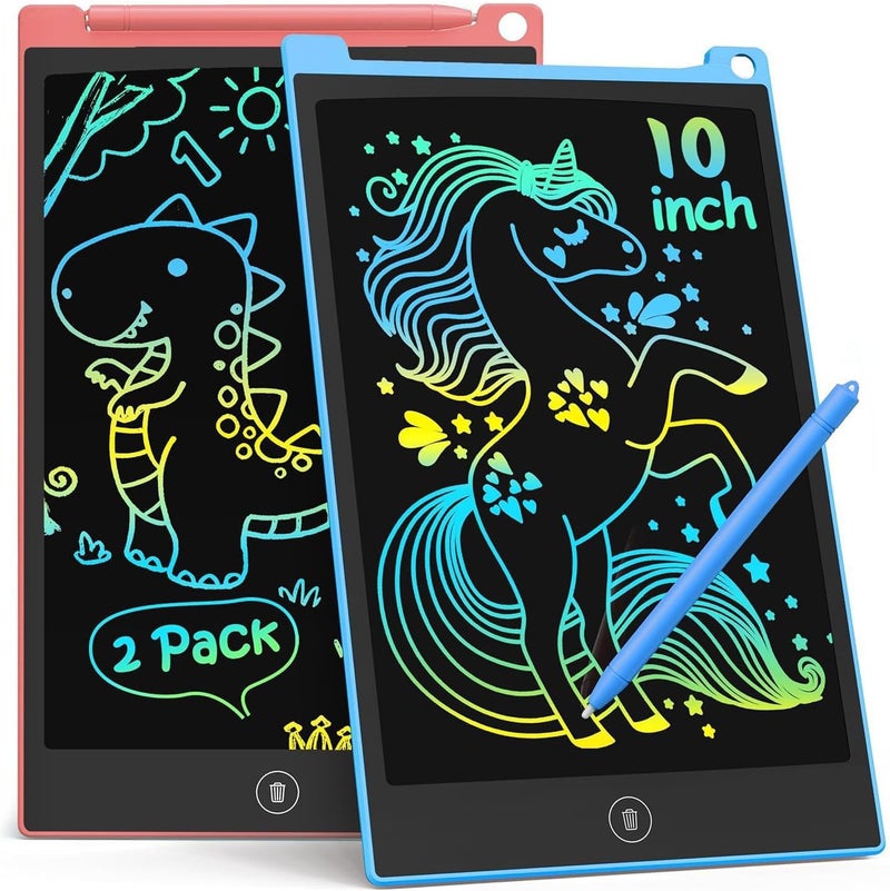 TECJOE 2 Pack LCD Writing Tablet, 10 Inch Colorful Doodle Board Drawing Tablet for Kids, Kids Travel Learning Toys Christmas Birthday Gifts for 3 4 5 6 Year Old Boys and Girls Toddlers - Image 1