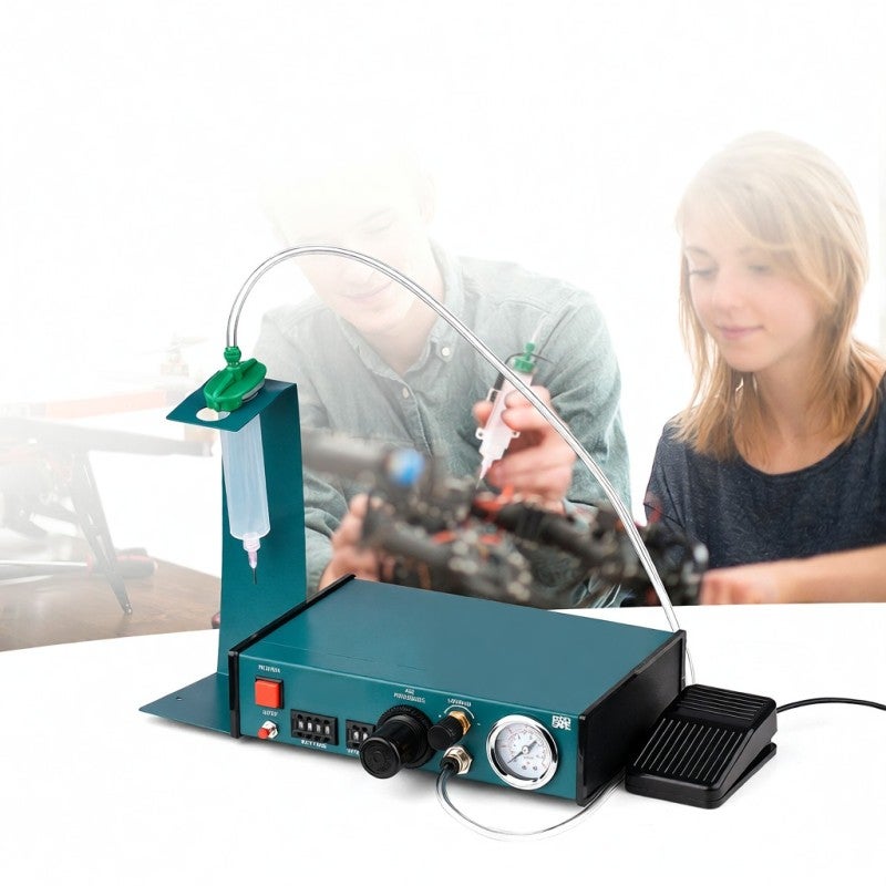 Automatic Glue Dispenser: Dual Control Modes With Hand Switch Foot Pedal, LED Digital Display, Metal Body - High Precision Pressure Gauge, Semi-automatic Glue Applicator for Electronics Assembly, Smal - Image 5