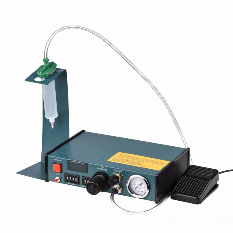 Automatic Glue Dispenser: Dual Control Modes With Hand Switch Foot Pedal, LED Digital Display, Metal Body - High Precision Pressure Gauge, Semi-automatic Glue Applicator for Electronics Assembly, Smal - Image 1