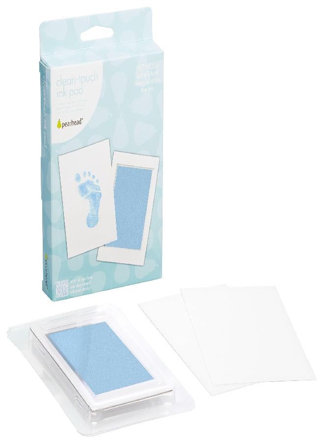 Pearhead Newborn Baby Handprint or Footprint “Clean-Touch” Ink Pad, 2 Uses, Blue - Image 2