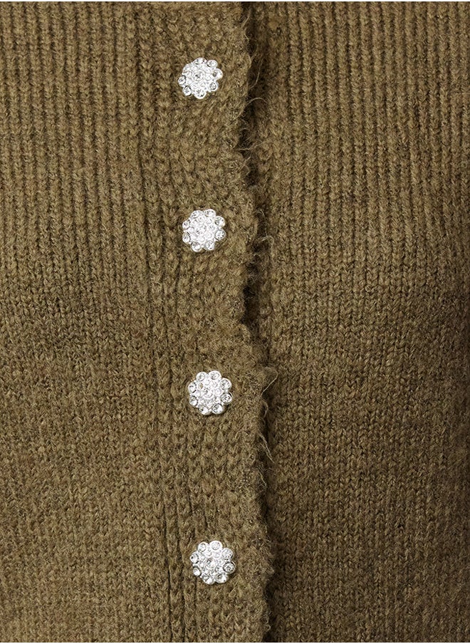 Khaki Soft Textured Jewel Buttoned Knitwear Cardigan TWOAW21HI0034 - pzsku/ZAC1971E0CC07E16D6F56Z/45/_/1730940970/4ed25005-1b54-4662-a2fe-7df603565a0d