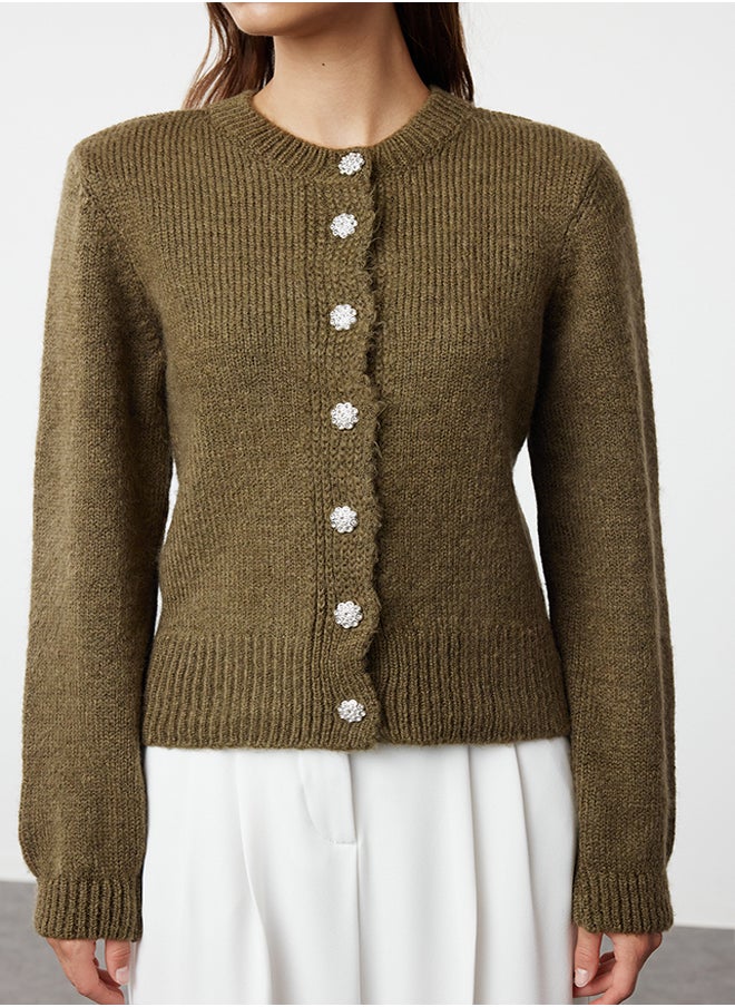 Khaki Soft Textured Jewel Buttoned Knitwear Cardigan TWOAW21HI0034 - pzsku/ZAC1971E0CC07E16D6F56Z/45/_/1730940972/04a19714-a5a2-4b96-8a91-0dc33f44621d
