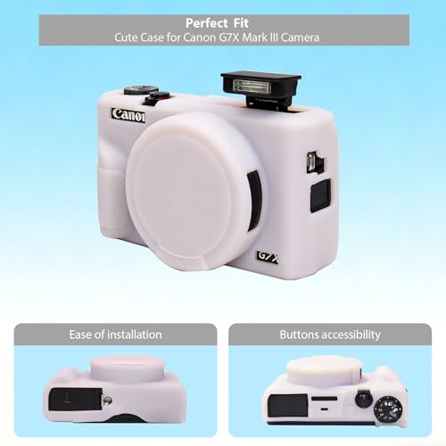 Frevyve Case for Canon G7X Mark III Camera, Soft Silicone Protective Case, Slim Fit Sleeve with Removable Lens Cover and Screen Protector Accessories, Lightweight, Anti-Scratch (Jelly Pink) - Image 3