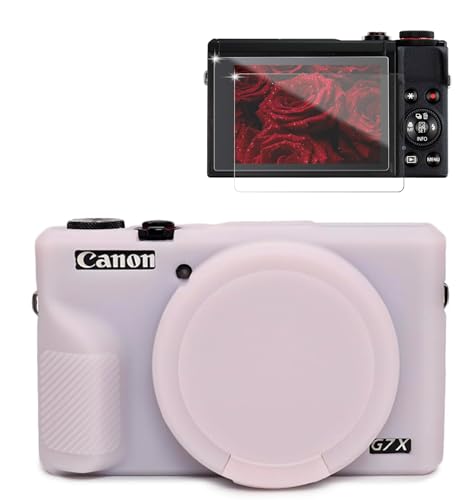 Frevyve Case for Canon G7X Mark III Camera, Soft Silicone Protective Case, Slim Fit Sleeve with Removable Lens Cover and Screen Protector Accessories, Lightweight, Anti-Scratch (Jelly Pink) - Image 1