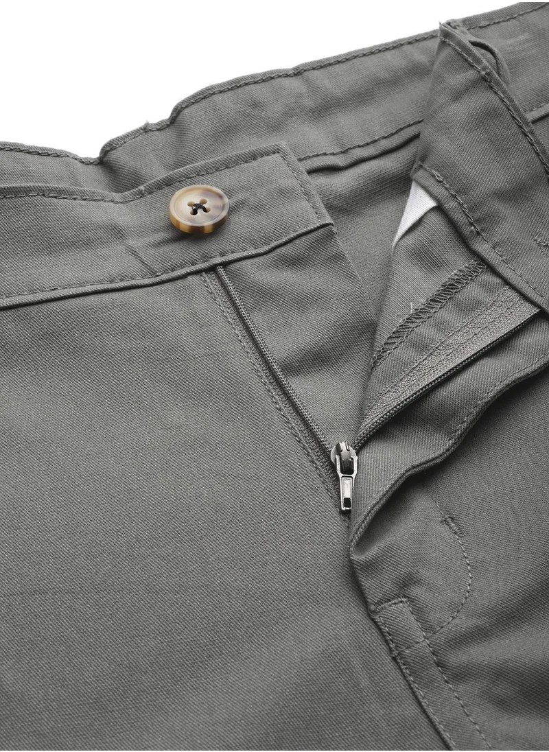 Hubberholme Slim Fit Grey Stretchable Cargos for Men, Comfortable Fit