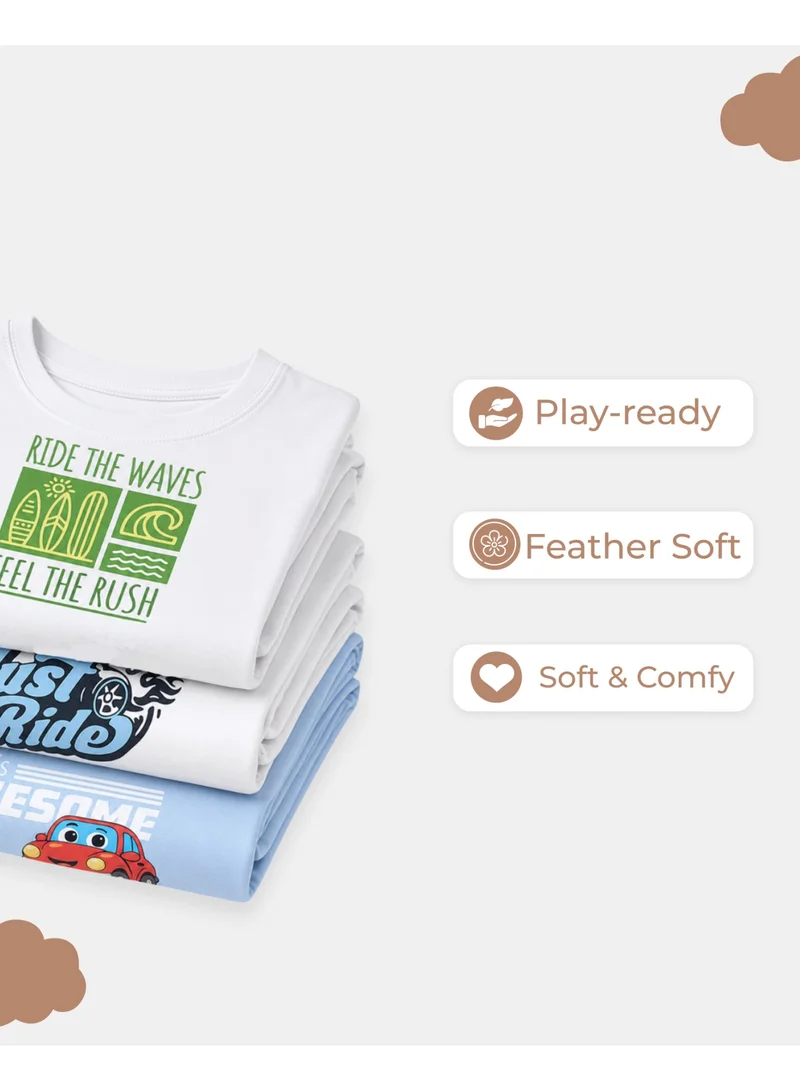 Luay  LUAY Boys Cotton T-Shirt & Shorts Combo Pack of 3 | Half Sleeve Summer Clothing Set for Kids | Soft Breathable Cotton Co-Ord Set for Men | Best Price UAE