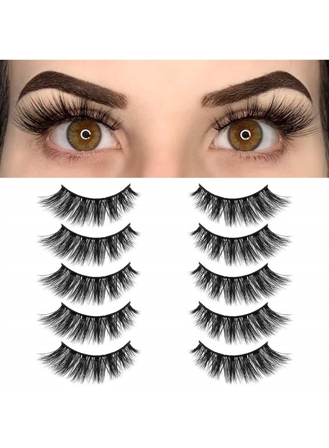 BEPHOLAN Lashes Natural Look Fake Eyelashes - Bepholan False Eyelashes 3D Super Fluffy False Lashes Black Band Wispy Lashes 5-Pack Faux Mink Lashes,XMZ116 - Image 1