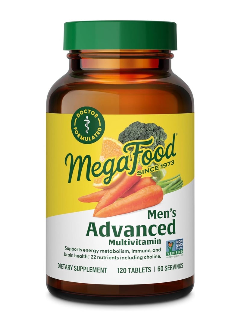 MegaFood - MegaFood Men's Advanced Multivitamin Support energy Metabolism,immune,and,brain health,22 nutrients including choline,Dietary supplement 120 tablets 60 servings - Image 1