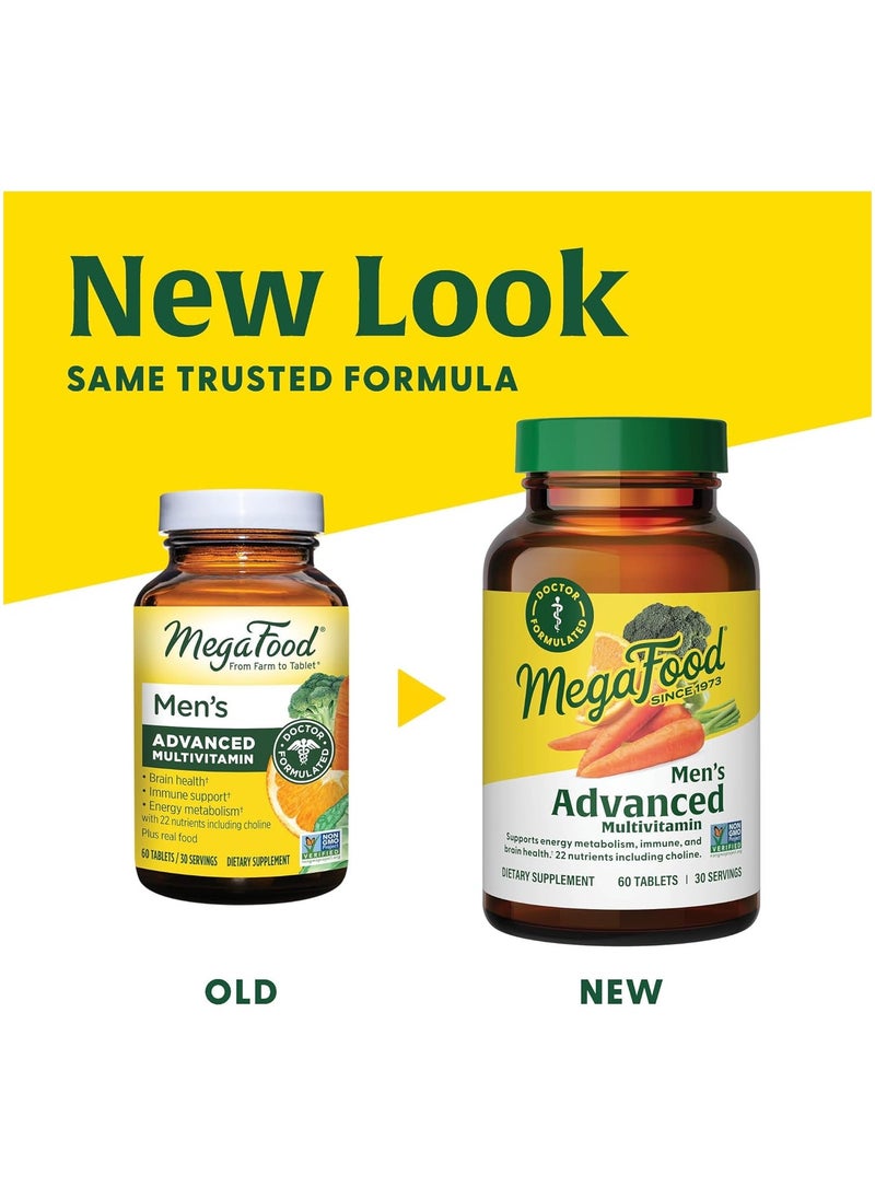 MegaFood - MegaFood Men's Advanced Multivitamin Support energy Metabolism,immune,and,brain health,22 nutrients including choline,Dietary supplement 120 tablets 60 servings - Image 1