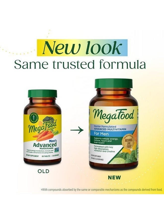 MegaFood Advanced Multivitamin for Men, Doctor Formulated, 120 Tablets,Immune Support, Cellular Energy, Heart & Brain Health, Choline, Methylfolate, Vitamin C, D3, Zinc, Vegetarian, 60 Servings - Image 2