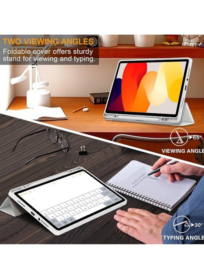 غطاء لجهاز Xiaomi Redmi Pad SE مقاس 11 بوصة 2023، حماية رفيعة من الصدمات، غطاء ثلاثي الطيات مع خلفية صلبة شفافة وحامل قلم، غطاء ذكي مع وظيفة الاستيقاظ/النوم التلقائي. - Image 5