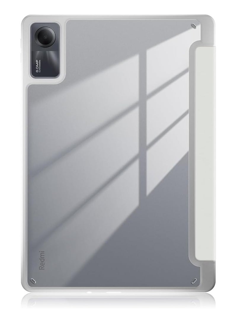 غطاء لجهاز Xiaomi Redmi Pad SE مقاس 11 بوصة 2023، حماية رفيعة من الصدمات، غطاء ثلاثي الطيات مع خلفية صلبة شفافة وحامل قلم، غطاء ذكي مع وظيفة الاستيقاظ/النوم التلقائي. - Image 3