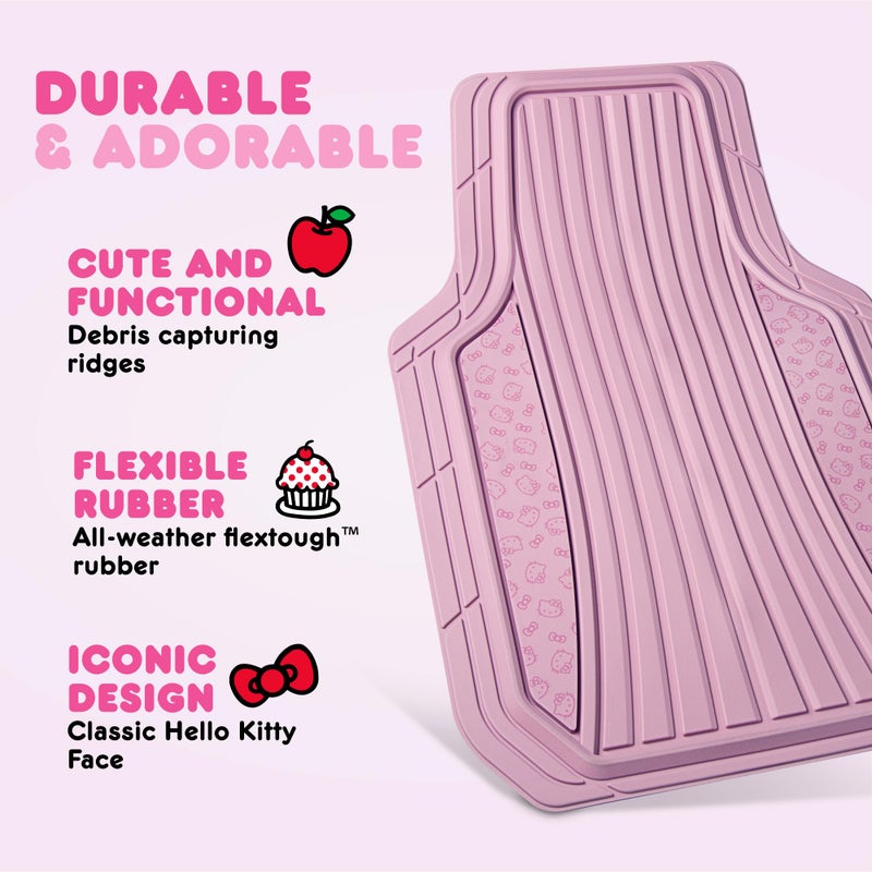 Carbella Hello Kitty Car Mats 4pc Floor Mats for Cars Trucks SUVs Pink Car Floor Mats for Women Men Accessories Rubber Heavy Duty Cute Non-Slip Always Front Rear Hello Kitty Cars Accessories Pink - Image 2