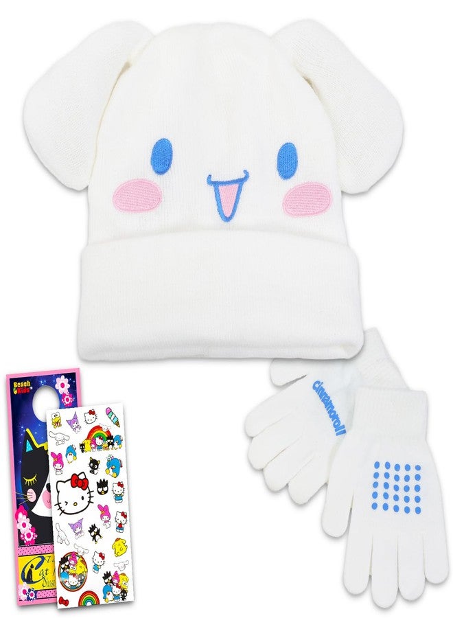 SANRIO Cinnamoroll Hat and Mittens Set Winter Gear Bundle with Cinnamoroll Beanie, Gloves, Stickers, More | Cinnamoroll Gifts for Girls, Kids - Image 1