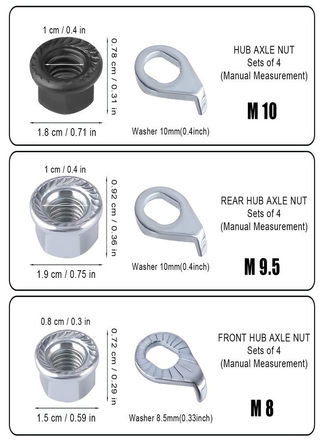 SAVITA 24pcs Bike Wheel Axle Nut and Bicycle Hub Safety Washer Kit, Carbon Steel M8/M9.5/M10 Bicycle Hub Flanged Axle Nuts Bicycle Parts Accessories for Front and Rear Mountain Bike Wheel Axle - Image 2