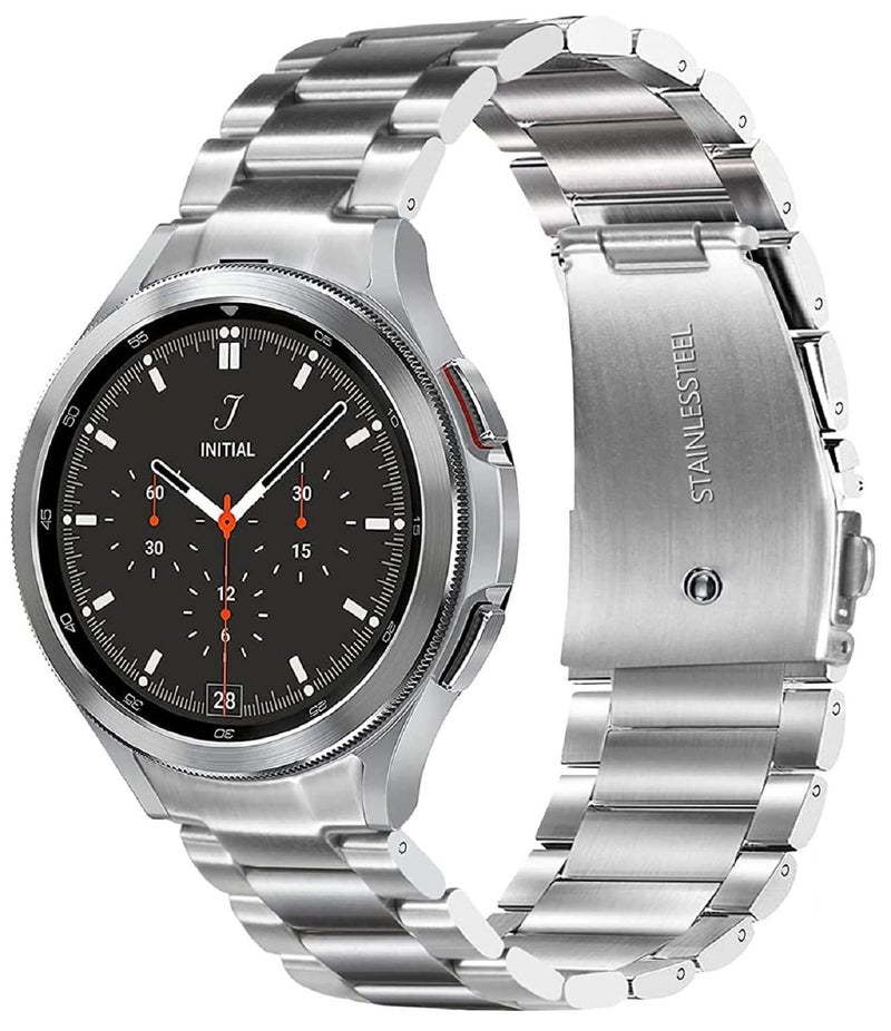 PEFKO PSS32 20MM Stainless Steel Metal Bands Compatible for Samsung Galaxy Watch 4 & Galaxy 5 44mm 40mm / Watch 5 Pro Band 45mm / Galaxy Watch 4 Classic Bands 46mm 42mm【 👉 Only Metal Watch Strap ⌚ Watch NOT Included 】 (20MM, SILVER) - Image 2