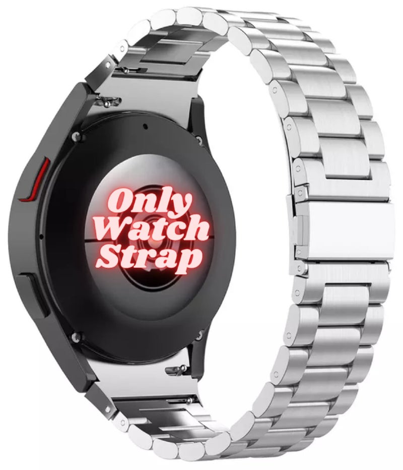 PEFKO PSS32 20MM Stainless Steel Metal Bands Compatible for Samsung Galaxy Watch 4 & Galaxy 5 44mm 40mm / Watch 5 Pro Band 45mm / Galaxy Watch 4 Classic Bands 46mm 42mm【 👉 Only Metal Watch Strap ⌚ Watch NOT Included 】 (20MM, SILVER) - Image 1