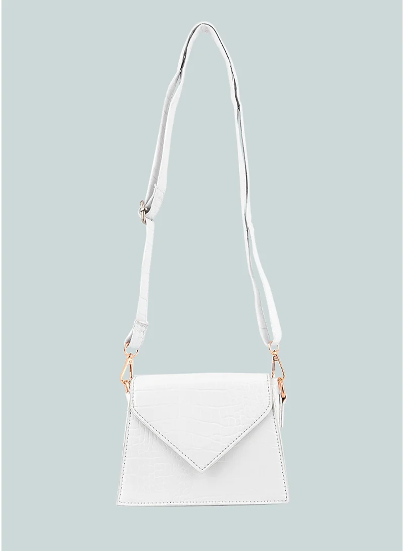 London Rag London Rag White Mini Envelope Croc Sling Bag