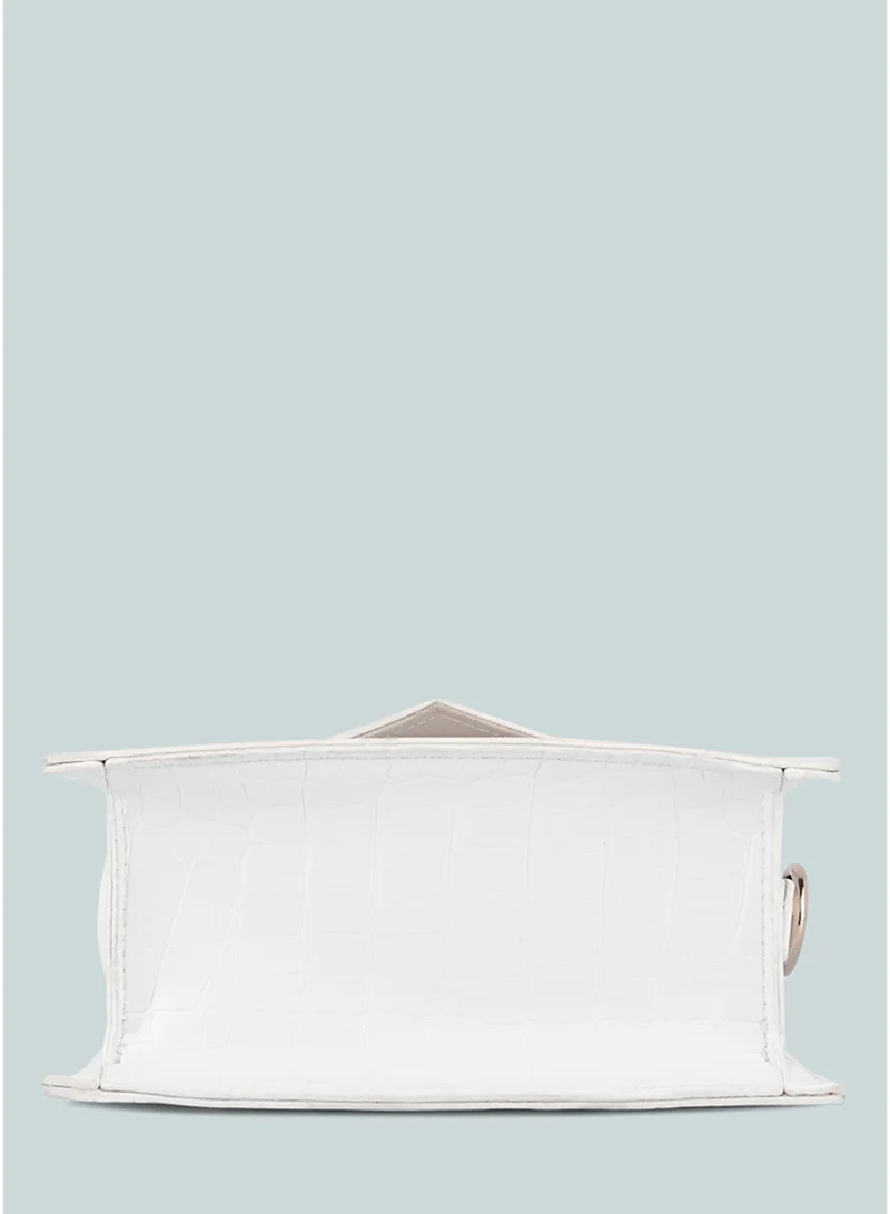 London Rag London Rag White Mini Envelope Croc Sling Bag