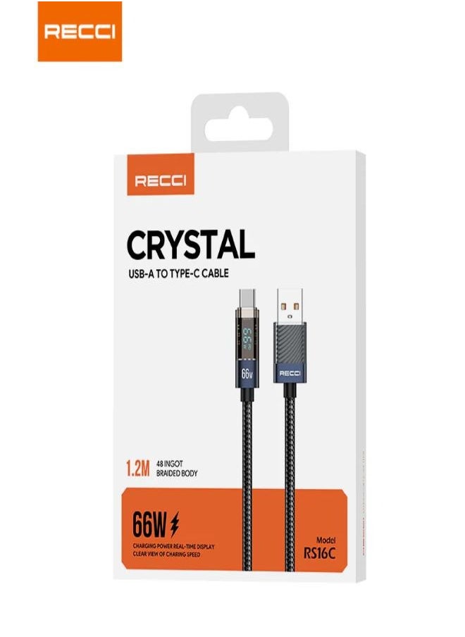 Recci - Fast charging cable USB to Type C 66 W 1.2 meters transparent design RS16C - Image 1