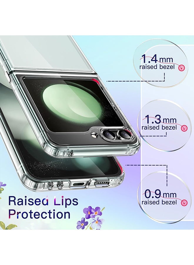 Wffo For Samsung Galaxy Z Flip 6 Case - Ultra-Thin Transparent Hard PC and Soft TPU Cover - with Shockproof Bumper and Anti-Scratch Back - Metal Connector Folding Convenient - Clear - Image 3
