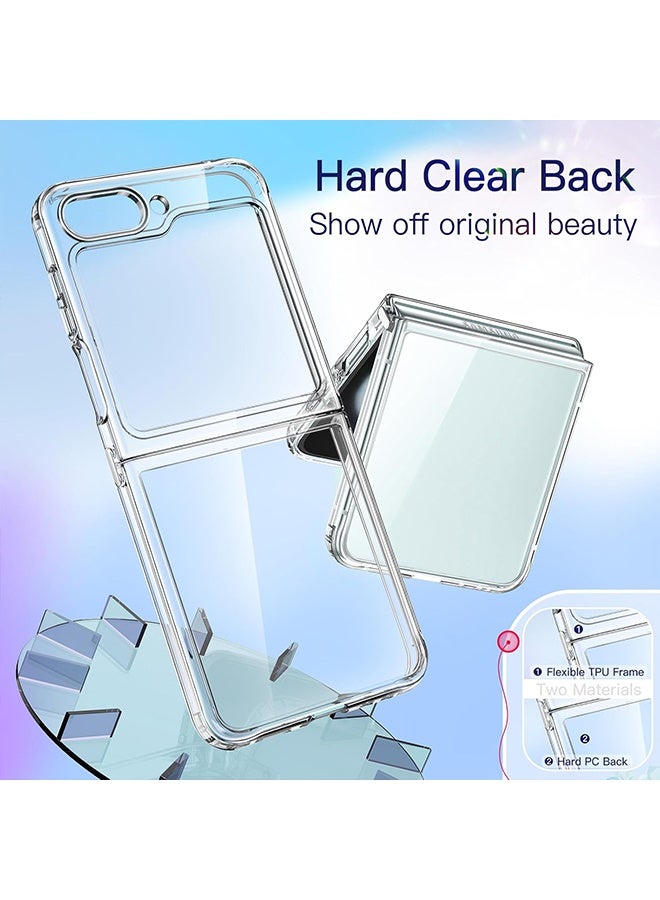 Wffo For Samsung Galaxy Z Flip 6 Case - Ultra-Thin Transparent Hard PC and Soft TPU Cover - with Shockproof Bumper and Anti-Scratch Back - Metal Connector Folding Convenient - Clear - Image 4