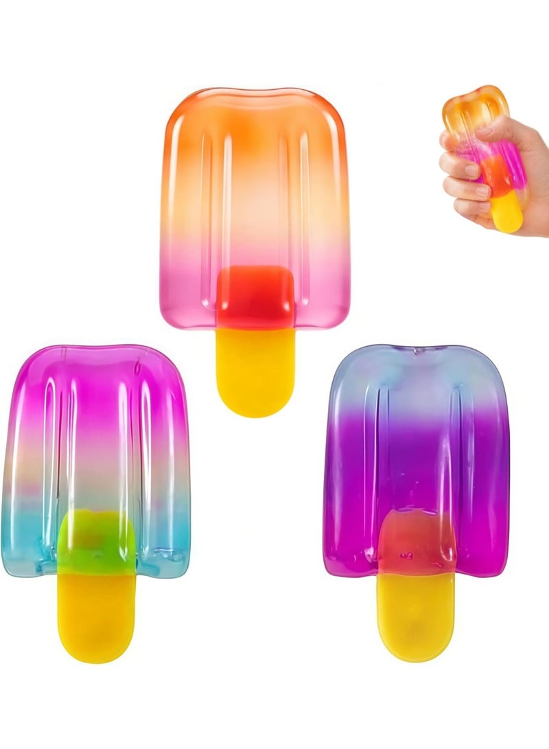 3 Pcs Fruit Ice Cream Squeeze Squishy Toy – Soft Sensory Fidget Toy for Kids Adults – Stress & Anxiety Relief – Summer Party Favors – Birthday Gift Classroom Rewards – 7 cm - Image 1