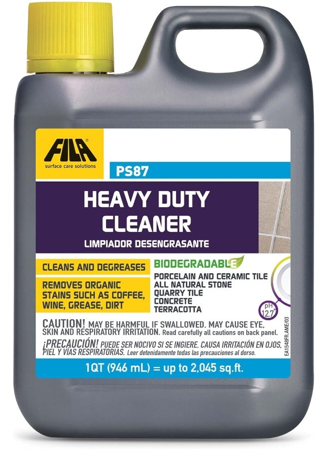 FILA Surface Care solutions FILA Heavy Duty Cleaner PS87 1 QT, Stain Remover Grease, Coffee, Wine, Wax, Ink, Hard Surface Floor Cleaner, ideal for Natural Stone, Terracotta, Quarry Tile, Concrete, Porcelain And Ceramic Tile  - Image 1