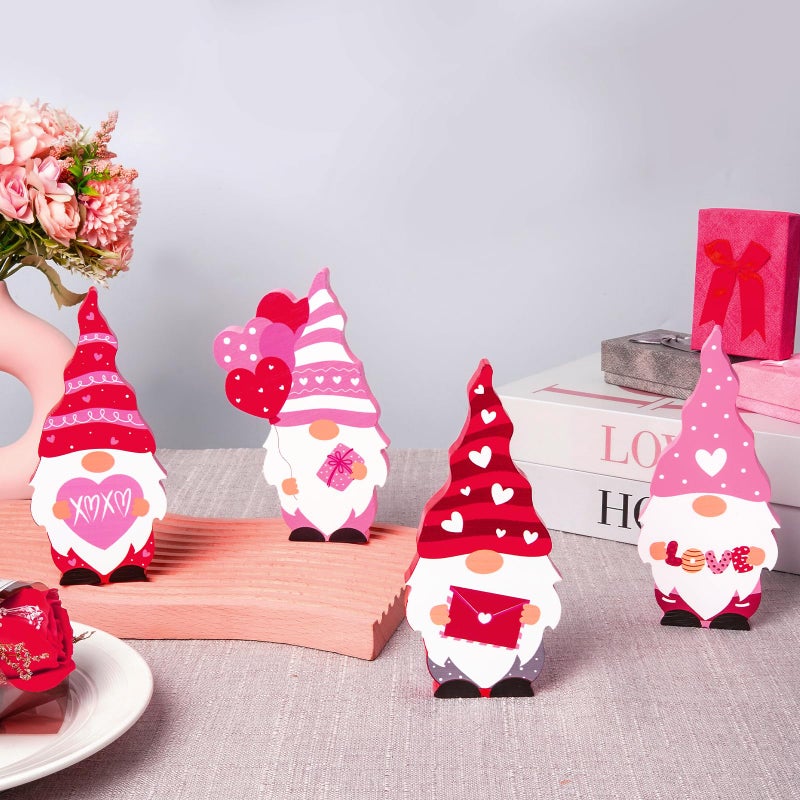 Plauthus Valentines Day DÃ©cor, Valentines Wooden Gnome Decorations Sign, Red and Pink Valentines Day Tiered Tray DÃ©cor, Classic Valentines Day Decorations for Home, Office Table DÃ©cor - Image 1