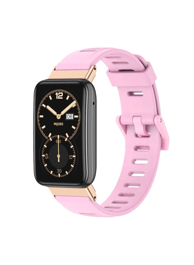 Replacement Strap For Xiaomi Mi Band 7 Pro Mijobs Flat Hole TPU Watch Band Lotus Pink Rose Gold 